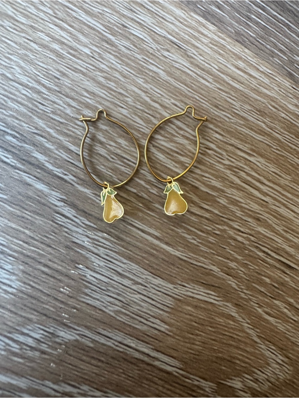 Not available 14k (?) gold wire earrings with fruit charm